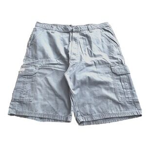 Wrangler men's cargo shorts light gray multi pocket waist 40 flat front
